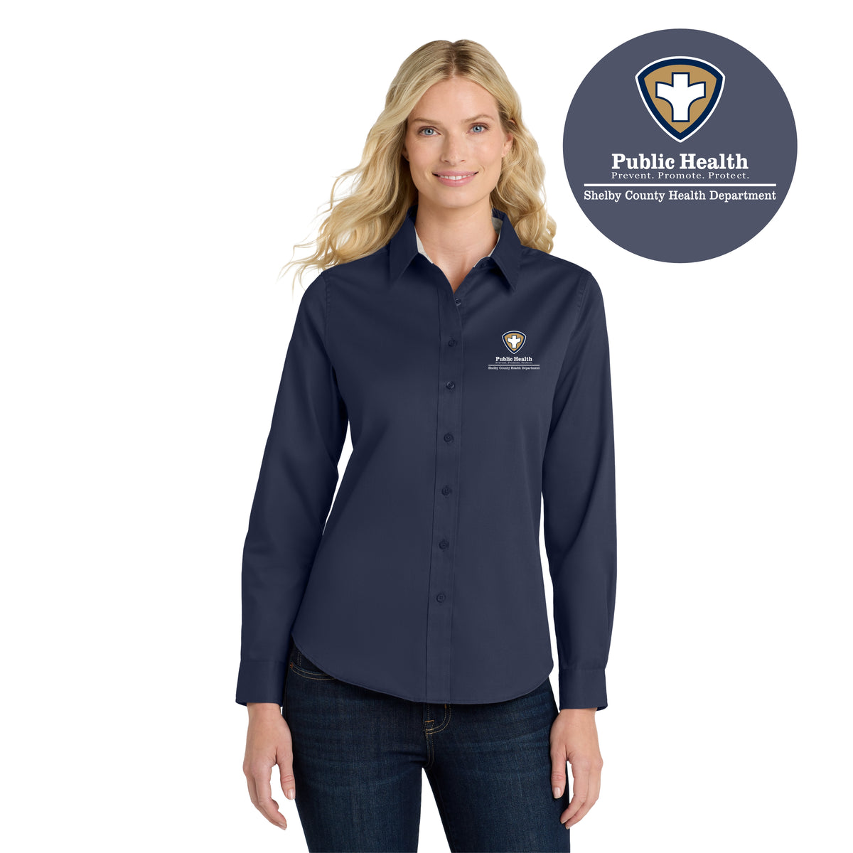 Shelby County Health Dept. | Women's Long Sleeve Easy Care Shirt